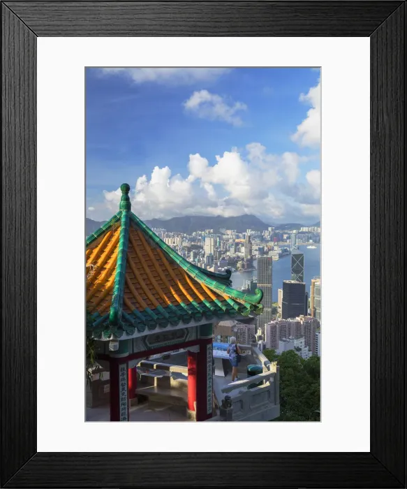 Framed Print : Lion Pavilion on Victoria Peak and skyline, Hong Kong Framed Print : Lion Pavilion on Victoria Peak and skyline, Hong Kong