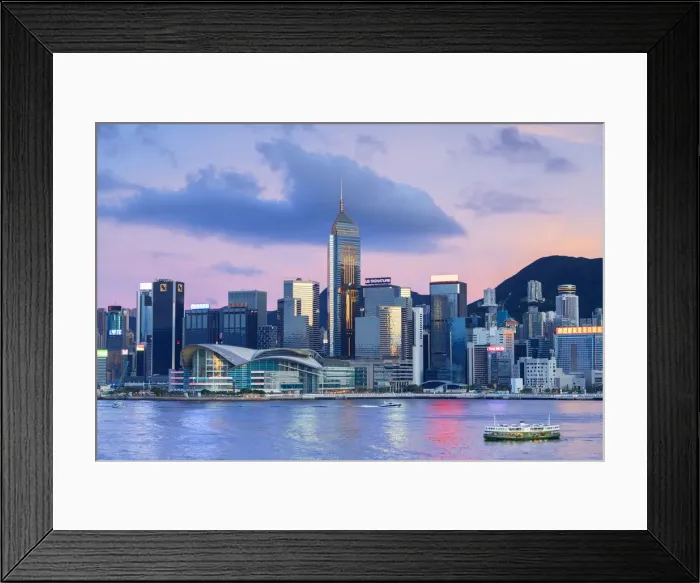 Framed Print : Skyline of Wan Chai on Hong Kong Island at sunset, Hong Kong Framed Print : Skyline of Wan Chai on Hong Kong Island at sunset, Hong Kong