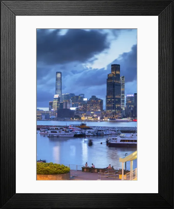 Framed Print : Skyline of Tsim Sha Tsui and Causeway Bay typhoon shelter, Hong Kong Framed Print : Skyline of Tsim Sha Tsui and Causeway Bay typhoon shelter, Hong Kong