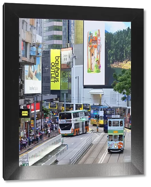 Trams and buses, Causeway Bay, Hong Kong Island, Hong Kong