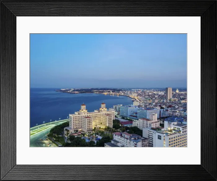 Framed Print : View over Vedado towards Hotel Nacional and El Malecon at dusk, Havana Framed Print : View over Vedado towards Hotel Nacional and El Malecon at dusk, Havana