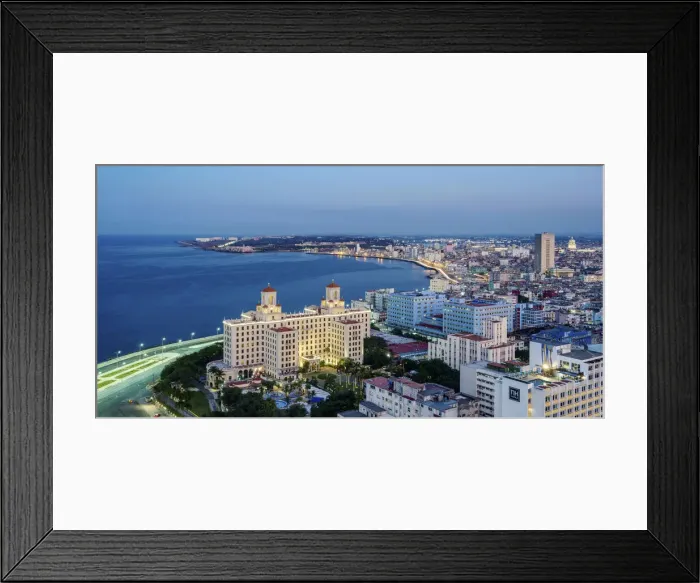 Framed Print : View over Vedado towards Hotel Nacional and El Malecon at dusk, Havana Framed Print : View over Vedado towards Hotel Nacional and El Malecon at dusk, Havana