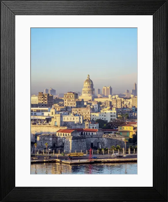 Framed Print : View over Castle of the Royal Force and Habana Vieja towards El Capitolio, Havana Framed Print : View over Castle of the Royal Force and Habana Vieja towards El Capitolio, Havana