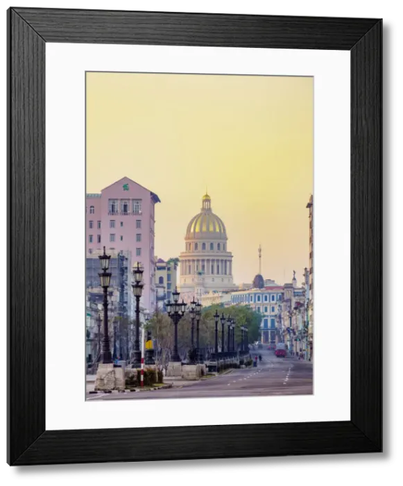 Framed Print : Paseo del Prado and El Capitolio at sunrise, Havana, La Habana Province, Cuba Framed Print : Paseo del Prado and El Capitolio at sunrise, Havana, La Habana Province, Cuba