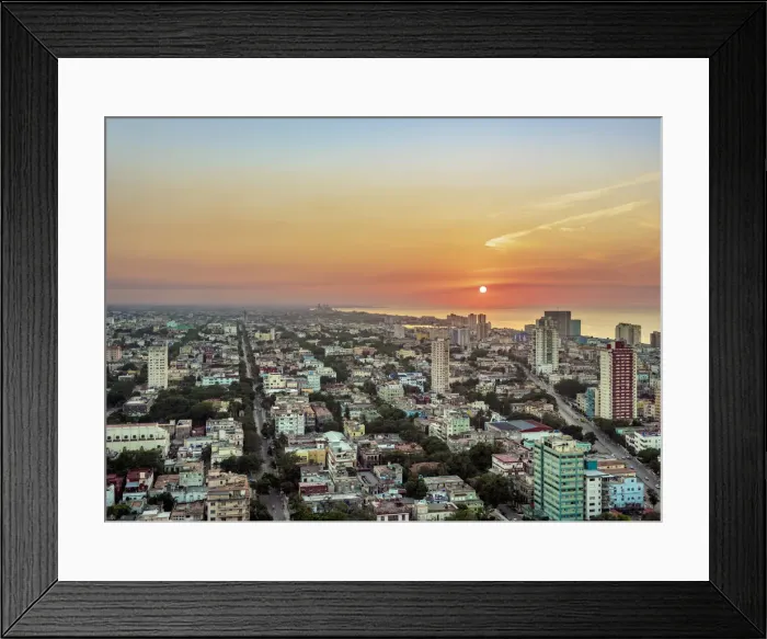 Framed Print : Vedado at sunset, elevated view, Havana, La Habana Province, Cuba Framed Print : Vedado at sunset, elevated view, Havana, La Habana Province, Cuba