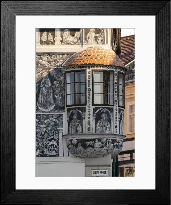 Framed Print : Detail of facade of Painted House (Malovany dum) at Karlovo namesti (Charles Square) Framed Print : Detail of facade of Painted House (Malovany dum) at Karlovo namesti (Charles Square)