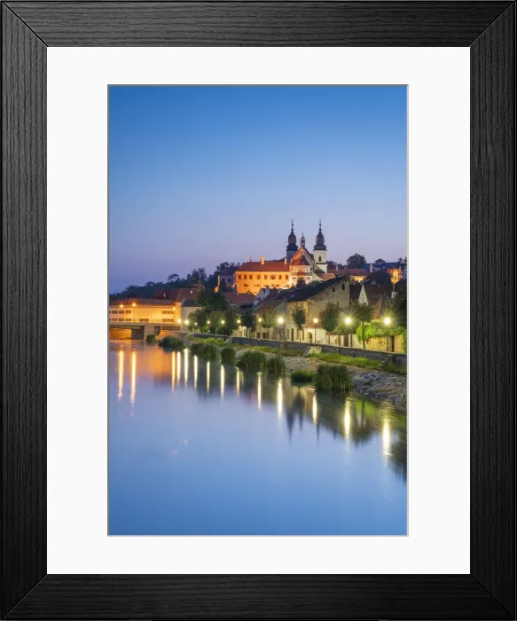 Framed Print : St. Procopius Basilica and waterfront by Jihlava river at night, UNESCO, Trebic Framed Print : St. Procopius Basilica and waterfront by Jihlava river at night, UNESCO, Trebic