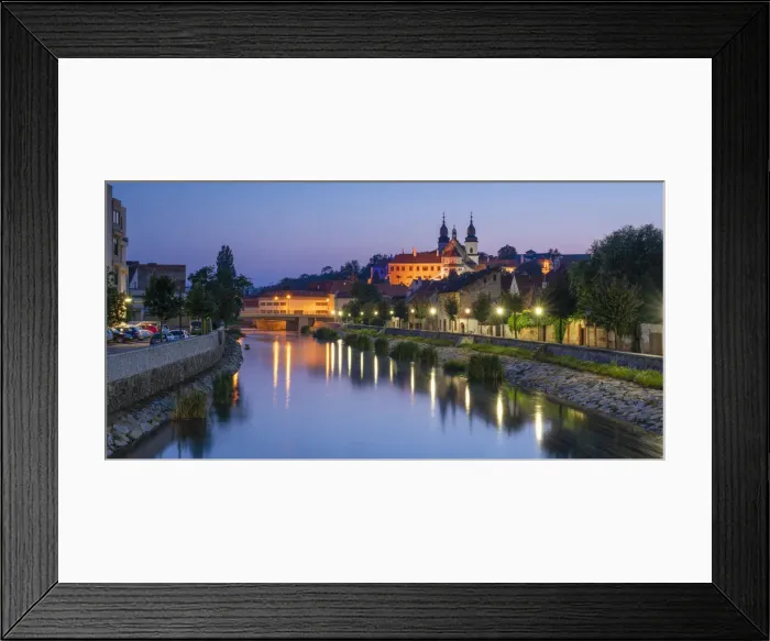 Framed Print : St. Procopius Basilica and waterfront by Jihlava river at night, UNESCO, Trebic Framed Print : St. Procopius Basilica and waterfront by Jihlava river at night, UNESCO, Trebic