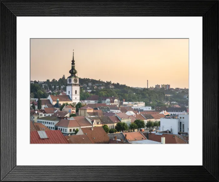 Framed Print : Mestska vez (City tower) of Trebic at sunset, Trebic, Trebic District, Vysocina Region