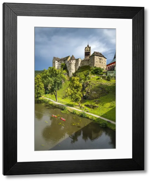 Framed Print : Loket Castle and kayakers on Ohre river, Loket, Sokolov District, Karlovy Vary Region Framed Print : Loket Castle and kayakers on Ohre river, Loket, Sokolov District, Karlovy Vary Region