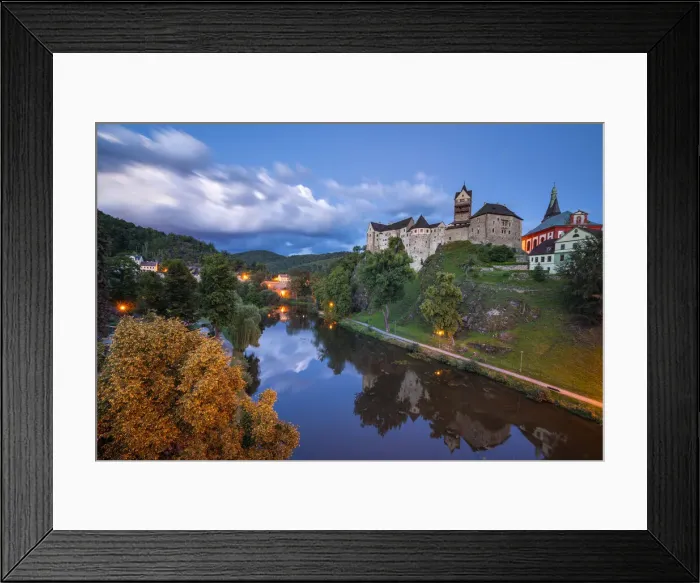 Framed Print : Scenic view of Loket Castle at dusk, Loket, Sokolov District, Karlovy Vary Region Framed Print : Scenic view of Loket Castle at dusk, Loket, Sokolov District, Karlovy Vary Region