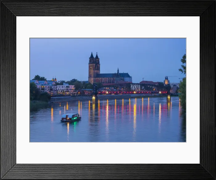 Framed Print : Cathedral & River Elbe, Magdeburg, Saxony-Anhalt, Germany