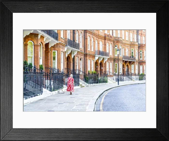Framed Print : Woman walking dogs, Lennox Gardens, Knightsbridge, London, England, UK Framed Print : Woman walking dogs, Lennox Gardens, Knightsbridge, London, England, UK