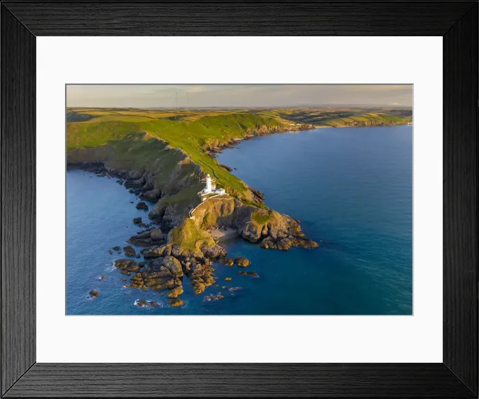 Framed Print : Aerial view of Start Point lighthouse and headland, South Hams, Devon, England Framed Print : Aerial view of Start Point lighthouse and headland, South Hams, Devon, England