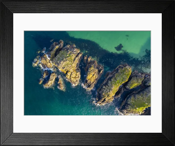 Framed Print : Aerial vista of Cornish coastline at Merope Rocks near Trevose Head, Cornwall, England Framed Print : Aerial vista of Cornish coastline at Merope Rocks near Trevose Head, Cornwall, England