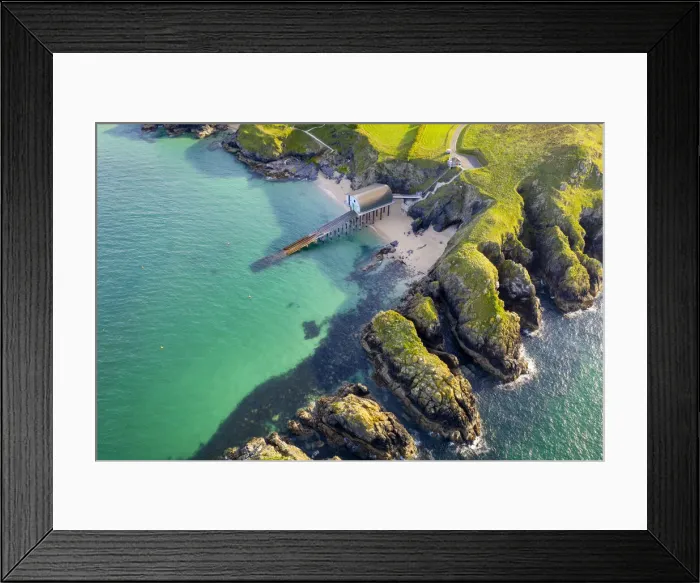 Framed Print : Aerial vista of Padstow lifeboat station near Merope Rocks at Trevose Head, Cornwall Framed Print : Aerial vista of Padstow lifeboat station near Merope Rocks at Trevose Head, Cornwall
