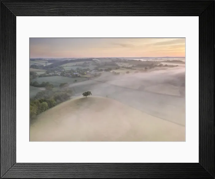 Framed Print : Misty sunrise over the beautiful countryside of Mid Devon, England. Spring (May) 2020 Framed Print : Misty sunrise over the beautiful countryside of Mid Devon, England. Spring (May) 2020