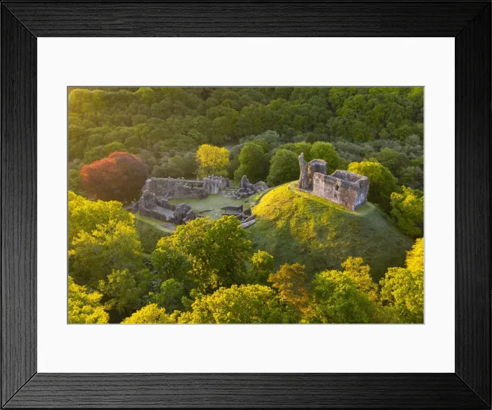 Framed Print : Early morning aerial vista of Okehampton Castle, Okehampton, Devon, England Framed Print : Early morning aerial vista of Okehampton Castle, Okehampton, Devon, England