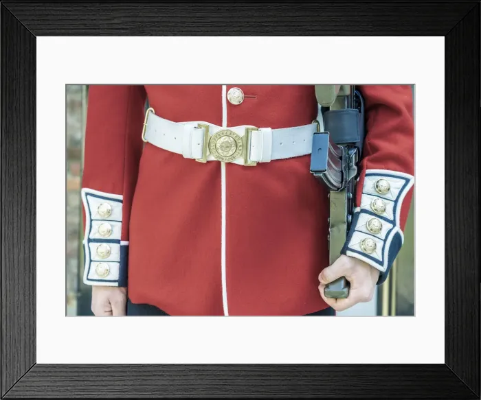 Framed Print : Uniform detail of the Queens Guards, Coldstream Guards at the Tower of London Framed Print : Uniform detail of the Queens Guards, Coldstream Guards at the Tower of London