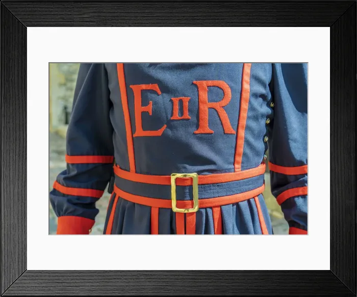 Framed Print : Yeoman or Beefeater uniform close up at the Tower of London, UNESCO World Heritage site Framed Print : Yeoman or Beefeater uniform close up at the Tower of London, UNESCO World Heritage site