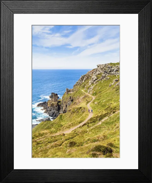 Framed Print : People walking near Botallack Mine, Penzance, Cornwall, England, UK Framed Print : People walking near Botallack Mine, Penzance, Cornwall, England, UK