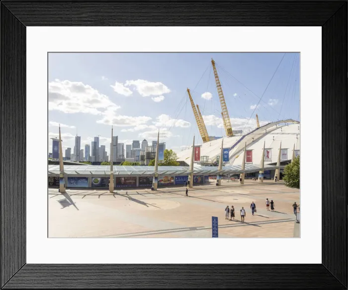 Framed Print : Canary Wharf and the Millenium Dome, Greenwich Peninsula, London, England, UK Framed Print : Canary Wharf and the Millenium Dome, Greenwich Peninsula, London, England, UK