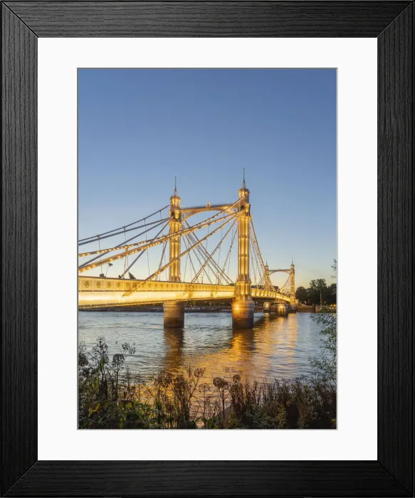 Framed Print : Albert Bridge illuminated at night, London, England, UK Framed Print : Albert Bridge illuminated at night, London, England, UK