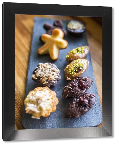France, Guadalupe, Pointe-a-Pitre, Small pastries by the pastry chef Fabienne Youyoutte