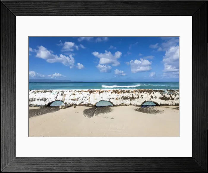 Framed Print : France, Guadalupe, Port-Louis, View of the caribbean sea from the market place in Framed Print : France, Guadalupe, Port-Louis, View of the caribbean sea from the market place in