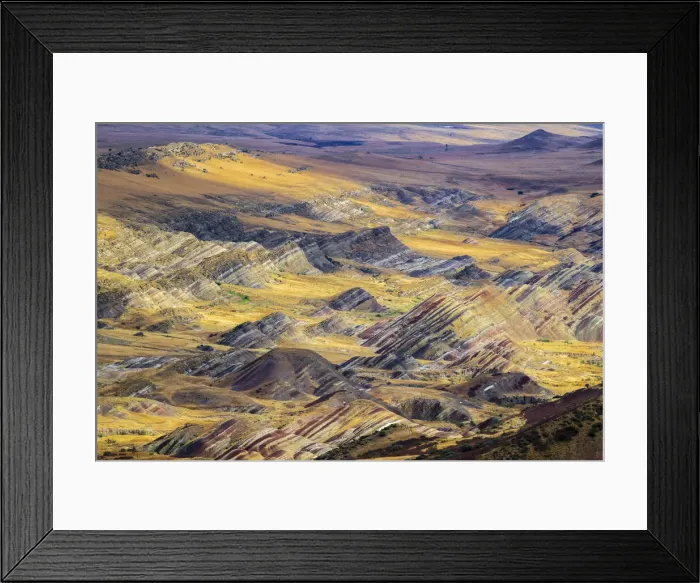 Framed Print : Scenic view of colorful landscape seen from David Gareja Monastery complex Framed Print : Scenic view of colorful landscape seen from David Gareja Monastery complex