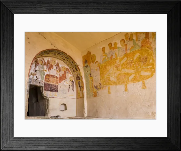 Framed Print : Medieval frescos on arch wall, David Gareja Monastery complex, Sagarejo Municipality