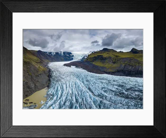 Framed Print : Aerial view of Svinafellsjokull glacier, Vatnajokull, Vatnajokull National Park Framed Print : Aerial view of Svinafellsjokull glacier, Vatnajokull, Vatnajokull National Park