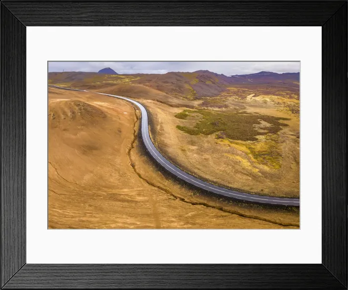 Framed Print : Winding road at Namafjall Hverir geothermal area, Myvatnssveit, Northeast Iceland