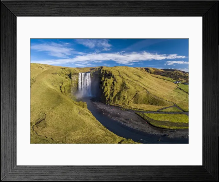 Framed Print : Aerial view of Skogafoss waterfall, South Iceland, Iceland Framed Print : Aerial view of Skogafoss waterfall, South Iceland, Iceland