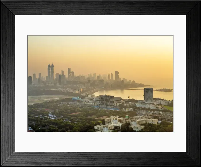 Framed Print : India, Mumbai, Mahalakshmi. Sunset over Haji Ali Bay showing Haji Ali Dargah tomb, NSCI Framed Print : India, Mumbai, Mahalakshmi. Sunset over Haji Ali Bay showing Haji Ali Dargah tomb, NSCI
