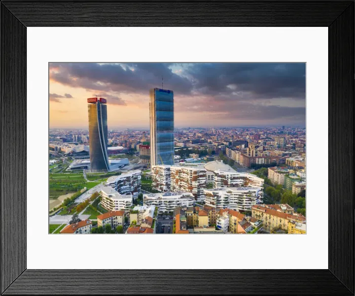 Framed Print : Italy, Lombardy, Milan, Citylife District, designed by Arata Isozaki, Daniel Libeskind Framed Print : Italy, Lombardy, Milan, Citylife District, designed by Arata Isozaki, Daniel Libeskind