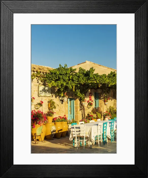 Framed Print : Marzamemi, Sicily. Traditional shops in the main square Framed Print : Marzamemi, Sicily. Traditional shops in the main square