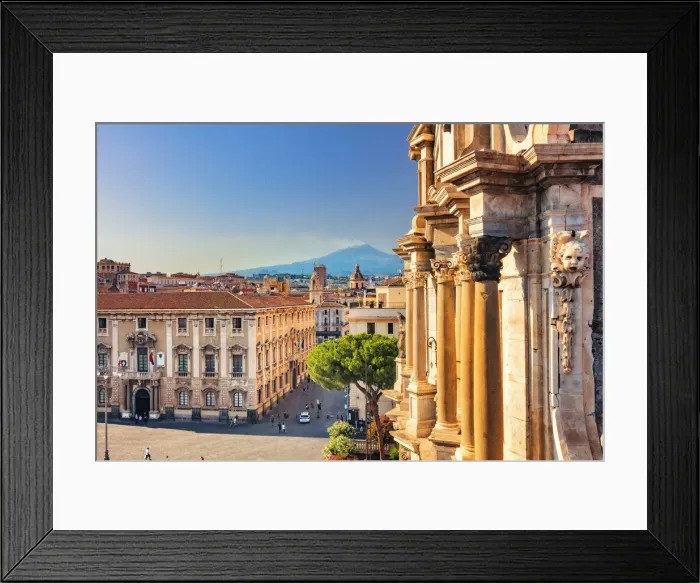 Framed Print : Catania, Sicily. Elevated view of the town with Etna volcano in the background Framed Print : Catania, Sicily. Elevated view of the town with Etna volcano in the background