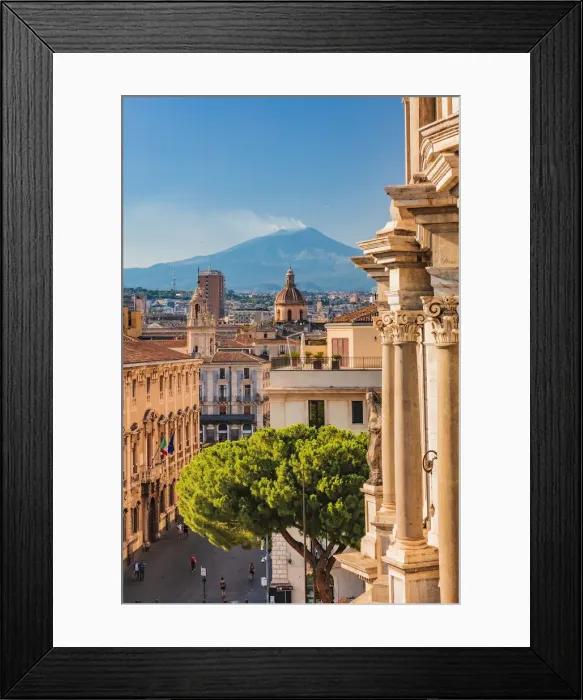 Framed Print : Catania, Sicily. Elevated view of the town with Etna volcano in the background Framed Print : Catania, Sicily. Elevated view of the town with Etna volcano in the background