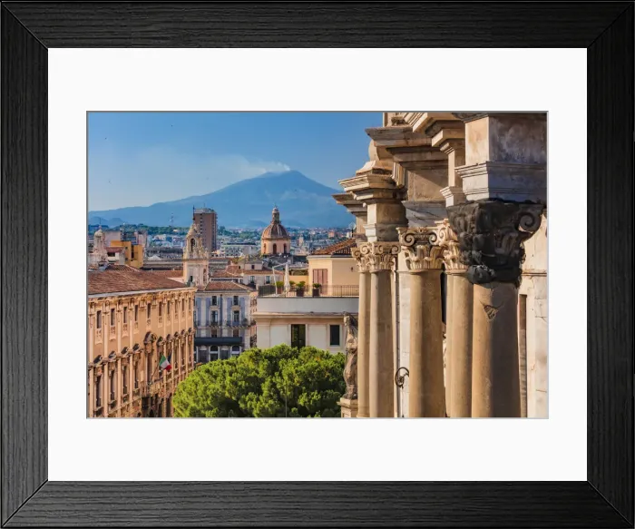 Framed Print : Catania, Sicily. Elevated view of the town with Etna volcano in the background Framed Print : Catania, Sicily. Elevated view of the town with Etna volcano in the background