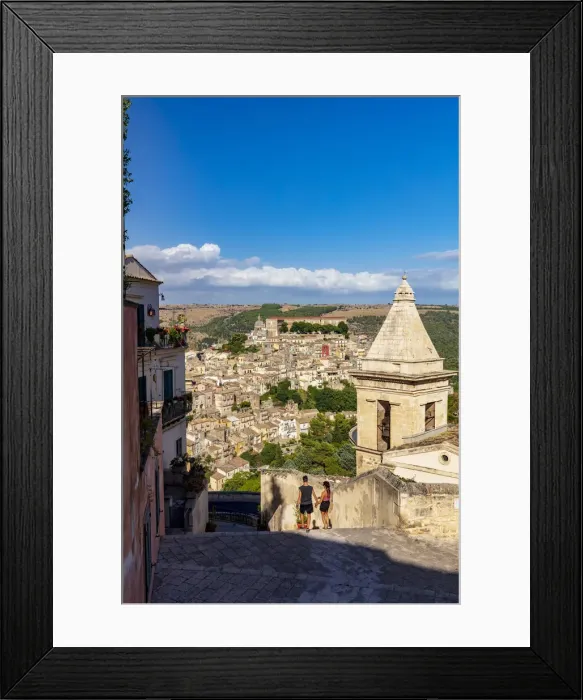 Framed Print : Ragusa Ibla, Sicily. People walking along the streets of the old town Framed Print : Ragusa Ibla, Sicily. People walking along the streets of the old town