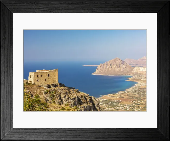 Framed Print : Erice, Sicily. View of the spanish quarter and Monte Cofano in the background Framed Print : Erice, Sicily. View of the spanish quarter and Monte Cofano in the background