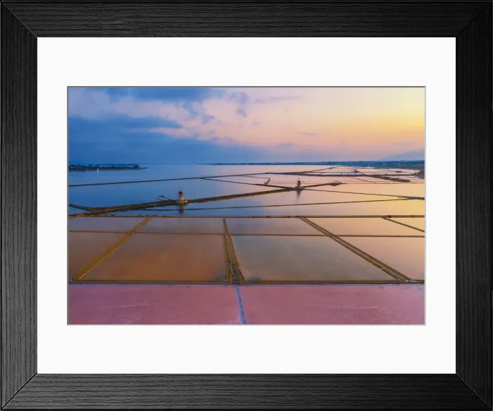 Framed Print : Marsala, Sicily. Aerial view of the Saltern between Marsala Framed Print : Marsala, Sicily. Aerial view of the Saltern between Marsala