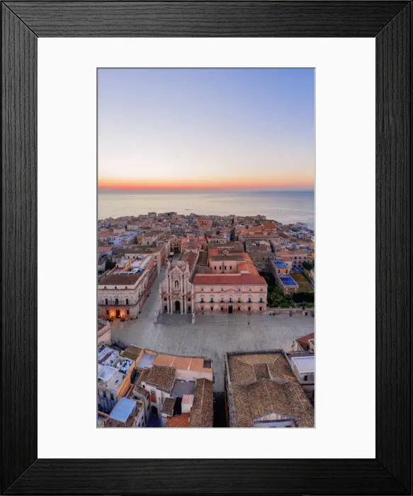 Framed Print : Siracusa, Sicily. Aerial view of Ortigia island at sunrise with the Cathedral Framed Print : Siracusa, Sicily. Aerial view of Ortigia island at sunrise with the Cathedral