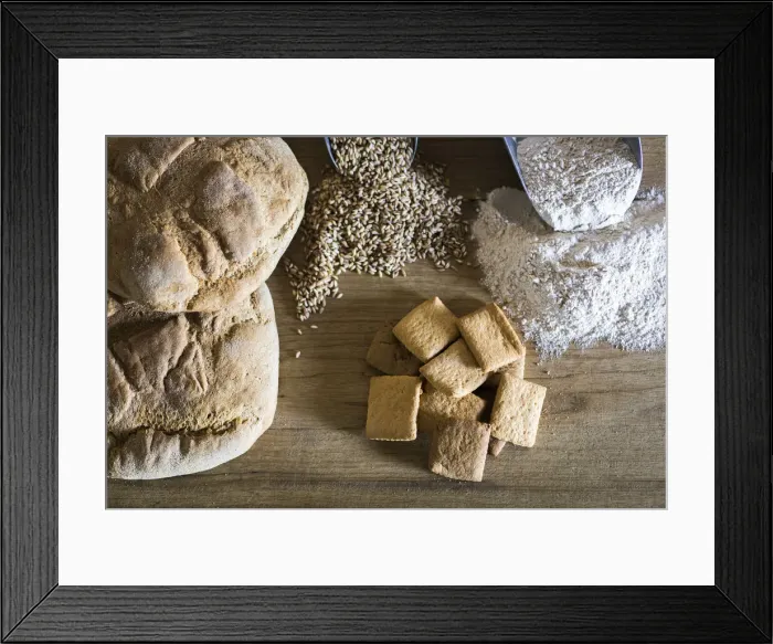 Framed Print : Italy, Tuscany, Serchio Valley, Variety of products made of spelt flour Framed Print : Italy, Tuscany, Serchio Valley, Variety of products made of spelt flour