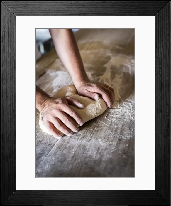 Framed Print : Italy, Tuscany, Serchio Valley, A baker kneading spelt dough Framed Print : Italy, Tuscany, Serchio Valley, A baker kneading spelt dough