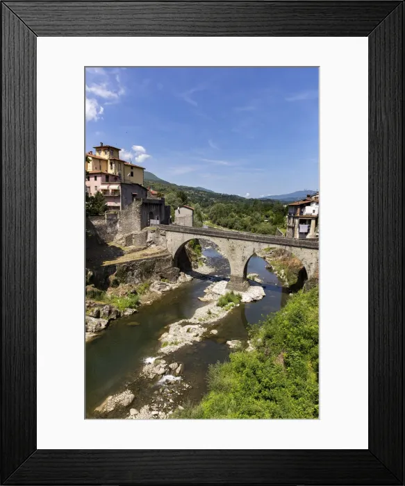 Framed Print : Italy, Tuscany, Serchio Valley, View of the Santa Lucia bridge on the Serchio river in Framed Print : Italy, Tuscany, Serchio Valley, View of the Santa Lucia bridge on the Serchio river in