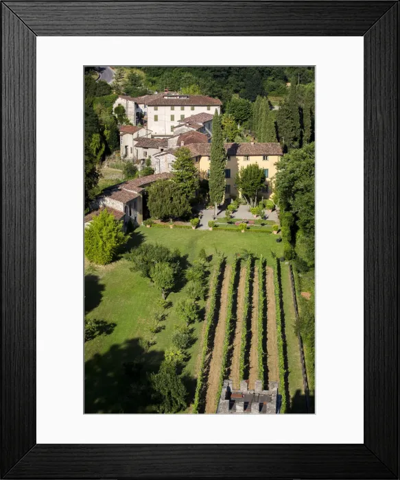Framed Print : Italy, Serchio Valley, Aerial view of Casa Pascoli Museum at Castelvecchio