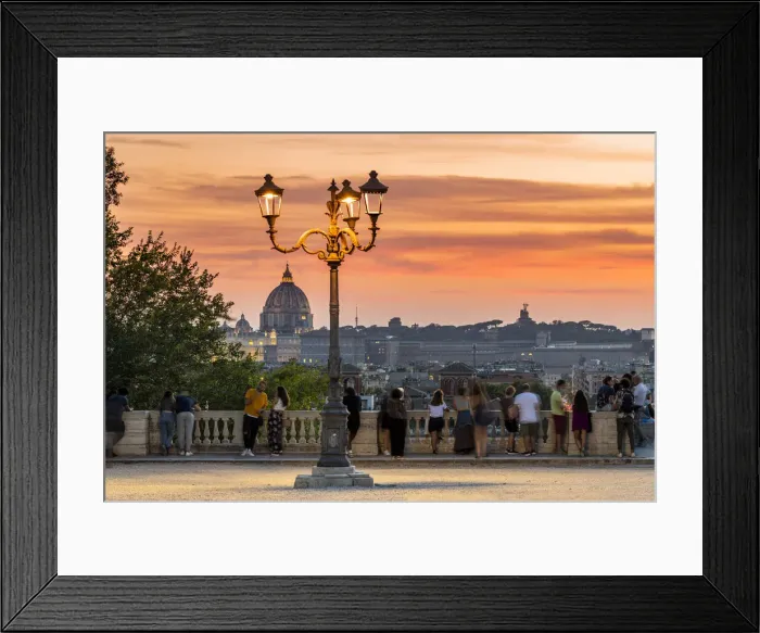 Framed Print : View over St. Peters Basilica at sunset from Pincio terrace, Rome, Lazio, Italy Framed Print : View over St. Peters Basilica at sunset from Pincio terrace, Rome, Lazio, Italy