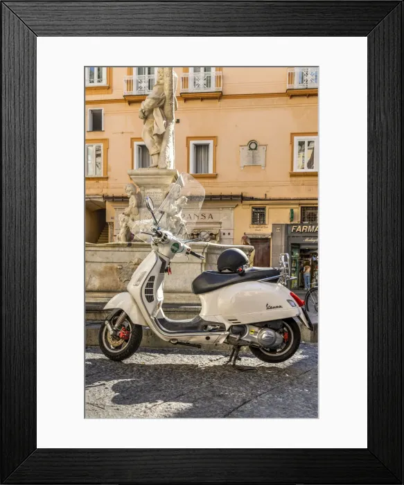 Framed Print : Vespa scooter parked in Amalfi, Campania, Italy Framed Print : Vespa scooter parked in Amalfi, Campania, Italy
